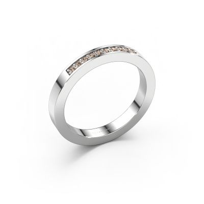 Stackable ring Loes 3 950 platinum brown diamond 0.10 crt