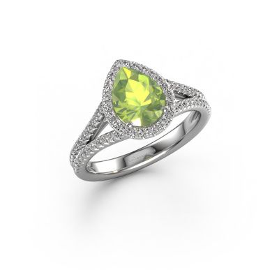 Bague de fiançailles Verla pear 2 950 platine péridot 8x6 mm