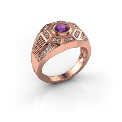 Heren ring Enzo 585 rosé goud amethist 5 mm