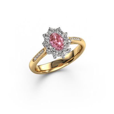 Engagement ring Leesa 2 585 gold pink lab grown diamond 6x4 mm