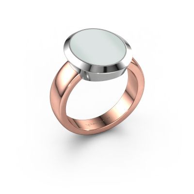 Chevalière Oscar 4 585 or rose nicolo verte 15x12 mm