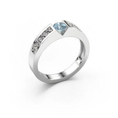 Engagement ring Lizzy 2 950 platinum blue lab grown diamond 4.2 mm