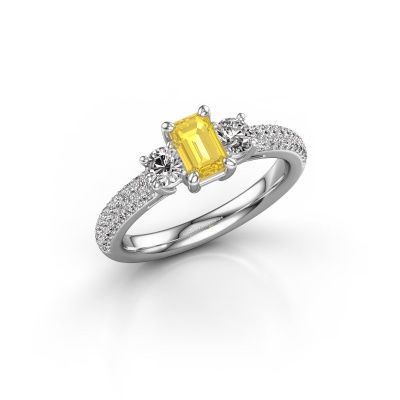 Engagement ring Marielle EME 950 platinum yellow sapphire 6x4 mm