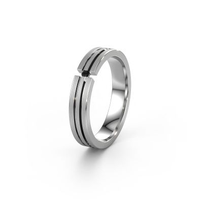 Trouwring WH0402L14AM 950 platina zwarte diamant ±4x1.7 mm