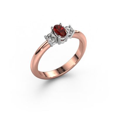 Bague de fiançailles Karie 585 or rose grenat 5x3 mm