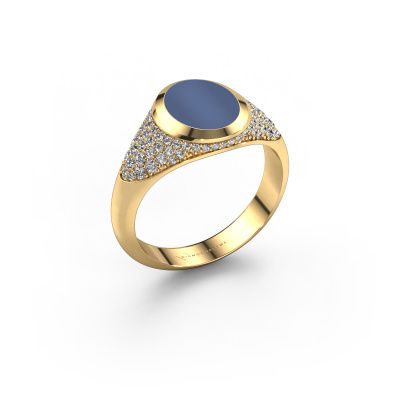 Pinky Ring Giovani 585 Gold Blau Lagenstein 10x8 mm