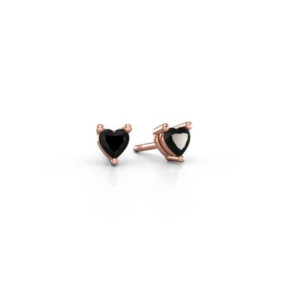 Stud earrings Garnet 585 rose gold black diamond 0.60 crt