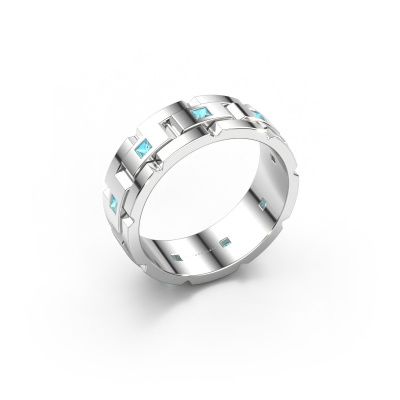 Men's ring Ricardo 2 585 white gold blue topaz 2 mm