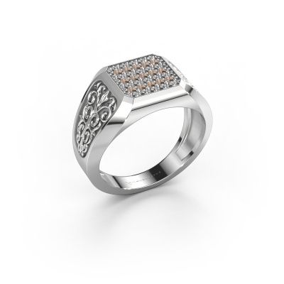Heren ring Amir 585 witgoud bruine diamant 0.468 crt
