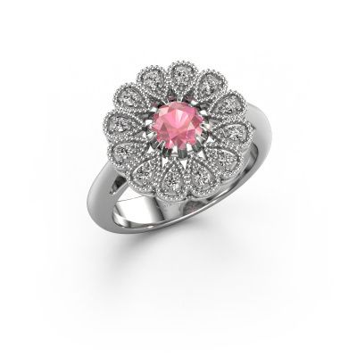 Engagement ring Kaat 585 white gold tourmaline pink 5 mm