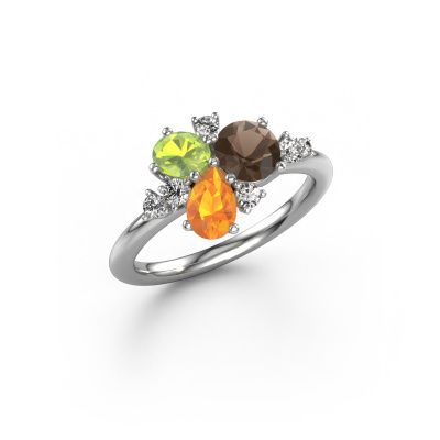 Ring Anja 585 white gold smokey quartz 5.4 mm