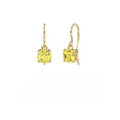 Drop earrings Laurie RND 1 585 gold yellow lab grown diamond 6 mm