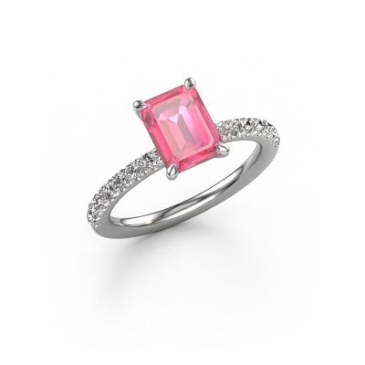 Verlobungsring Crystal EME 2 950 Platin Pink Saphir 8x6 mm