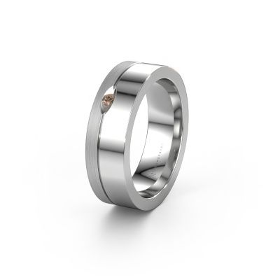 Trouwring WH0329L16B 950 platina bruine diamant ±6x2 mm