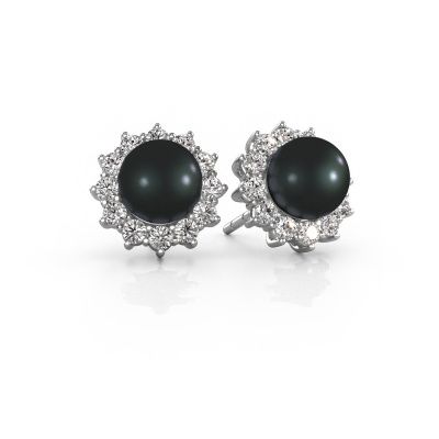 Earrings Tess 950 platinum black pearl 5 mm
