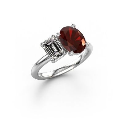 Verlobungsring Toi et Moi OVL-EME 950 Platin Granat 9x7 mm