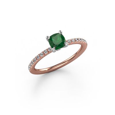 Engagement ring Crystal CUS 2 585 rose gold emerald 5 mm