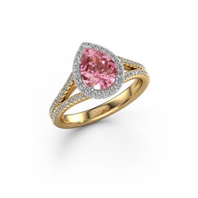 Engagement ring Verla pear 2 585 gold pink lab grown diamond 8x6 mm