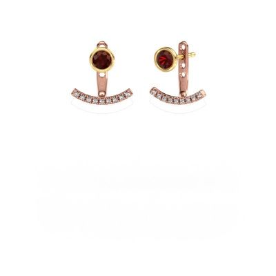 Boucles d'oreilles Rosetta 585 or rose grenat 4 mm