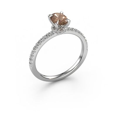 Engagement ring Crystal OVL 4 950 platinum brown diamond 0.94 crt