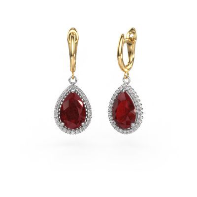 Drop earrings Tilly per 3 585 white gold ruby 12x8 mm