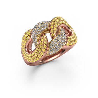 Ring Kylie 3 13mm 585 rose gold yellow sapphire 0.8 mm