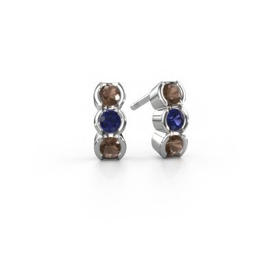 Boucles d'oreilles Lotte 585 or blanc quartz fumé 3 mm