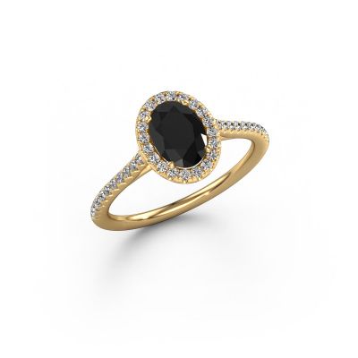 Engagement ring Seline ovl 2 585 gold black diamond 1.331 crt