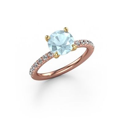 Engagement ring Crystal RND 2 585 rose gold aquamarine 7.3 mm