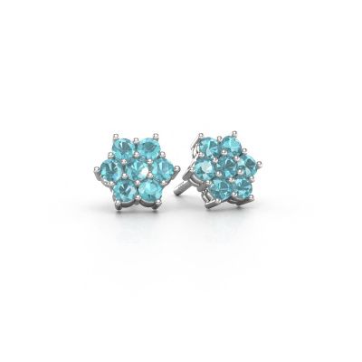 Stud earrings Bonita 950 platinum blue topaz 2.4 mm