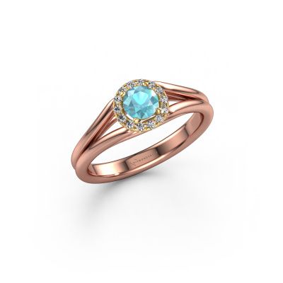 Bague de fiançailles Verla rnd 1 585 or rose topaze bleue 4.7 mm