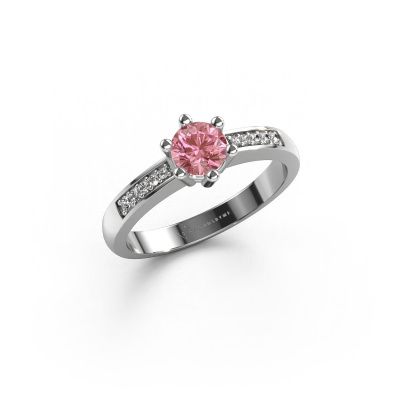 Engagement ring Luna 2 950 platinum pink lab grown diamond 5 mm
