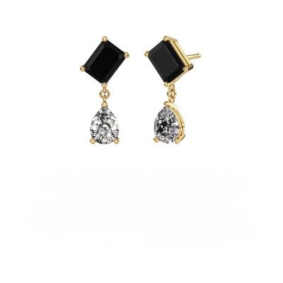 Boucles d'oreilles Toi et Moi EME PER 585 or jaune diamant noir 6.20 crt