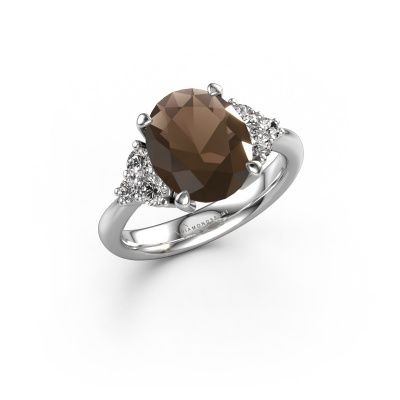 Engagement ring Aleida OVL 1 950 platinum smokey quartz 9x7 mm