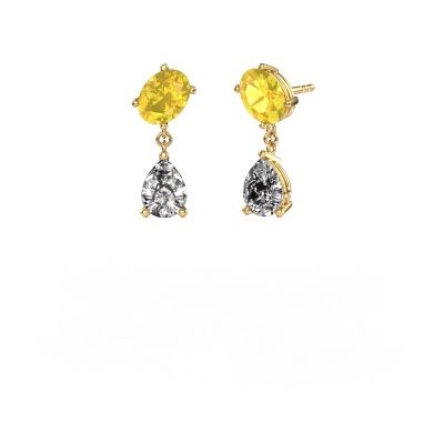 Boucles d'oreilles Toi et Moi OVL-PER 585 or jaune saphir jaune 8x6 mm