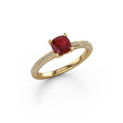 Engagement ring Elenore cus 585 gold ruby 5.5 mm