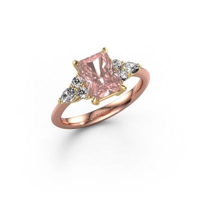Engagement ring Melani RAD 585 rose gold pink lab grown diamond 8x6 mm
