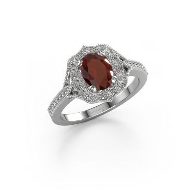 Engagement ring Loni 585 white gold garnet 7,5x5,5 mm