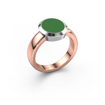 Signet ring Oscar 2 585 rose gold green enamel 11x9 mm