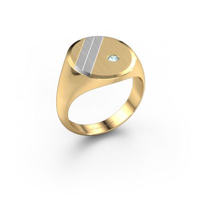 Signet ring Wesley 5 585 gold aquamarine 2.5 mm