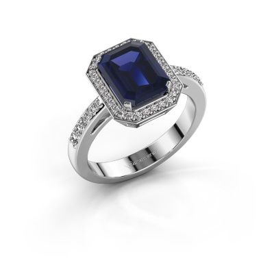 Engagement ring Dodie 2 585 white gold sapphire 7x5 mm