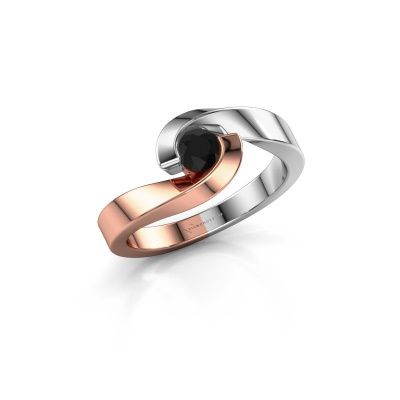 Ring Sheryl 585 rosé goud zwarte diamant 0.30 crt