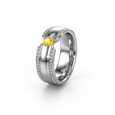 Wedding ring WHR0575L 950 platinum yellow sapphire ±0.28x0.08 in