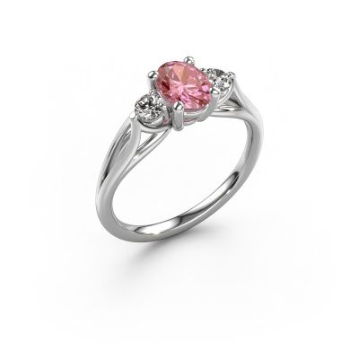 Engagement ring Amie OVL 950 platinum pink lab grown diamond 7x5 mm