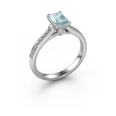 Engagement ring Valorie eme 2 585 white gold aquamarine 6.5x4.5 mm