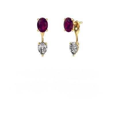 Pendants d'oreilles Kate OVL-PER 585 or jaune rhodolite 7x5 mm
