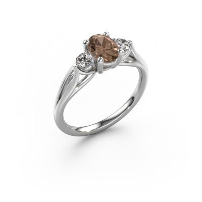 Engagement ring Amie OVL 950 platinum brown diamond 0.900 crt