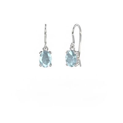 Pendants d'oreilles Laurie OVL 1 950 platine aigue-marine 8x6 mm