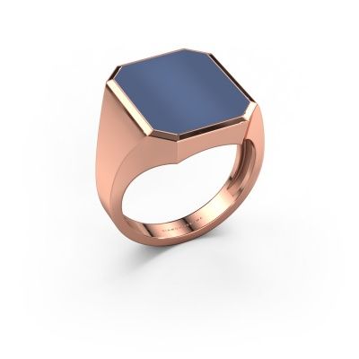 Signet ring Lars 5 light 585 rose gold blue sardonyx 16x13 mm