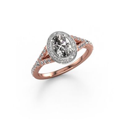 Engagement ring Pamela OVL 585 rose gold lab grown diamond 1.036 crt